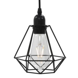 Berkfield Home Ceiling Lamp with Diamond Design Black 3 x E27 Bulbs - thumbnail 5