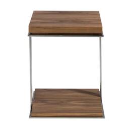Angel Cerda Walnut Veneer Square Side Table with Chrome Legs in Brown - thumbnail 2