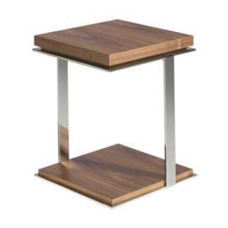Angel Cerda Walnut Veneer Square Side Table with Chrome Legs in Brown
