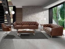 Angel Cerda Walnut Veneer Square Side Table with Chrome Legs in Brown - thumbnail 4