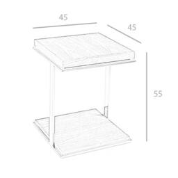 Angel Cerda Walnut Veneer Square Side Table with Chrome Legs in Brown - thumbnail 8