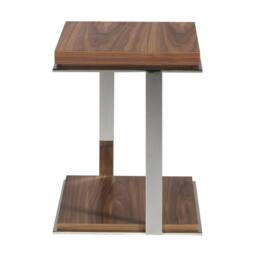 Angel Cerda Walnut Veneer Square Side Table with Chrome Legs in Brown - thumbnail 6