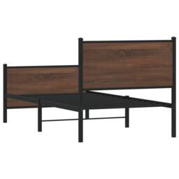 Berkfield Home Metal Bed Frame without Mattress Brown Oak 75x190 cm Small Single - thumbnail 7