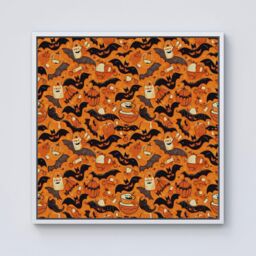 Warren Reed - Designer Candy-Filled Treat Bags & Bats Framed Canvas in Off-White - Size: w40 inch x h40 inch - thumbnail 1