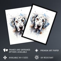 "Artery8 Wall Art Print Dalmatian Lovers Gift Watercolour Pet Portrait Painting Artwork Poster - Size: W24"" x H32""" - thumbnail 2