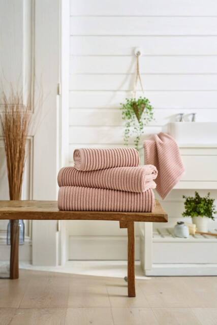 Deyongs Sereno Soft Textured Towel In 550GSM Pure Zerotwist Cotton in Pink - image 1