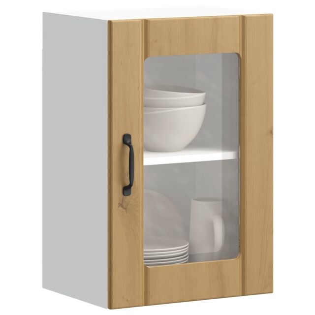 Berkfield Home Kitchen Wall Cabinet with Glass Door Lucca Artisan Oak in Brown - image 1