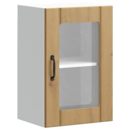 Berkfield Home Kitchen Wall Cabinet with Glass Door Lucca Artisan Oak in Brown - thumbnail 2