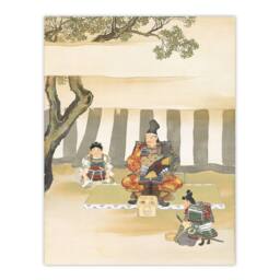 Artery8 Kamisaka Sekka Framed Wall Art Print Kusunoki Masashige Before Battle in Green - Size: A4 - thumbnail 3
