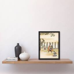Artery8 Kamisaka Sekka Framed Wall Art Print Kusunoki Masashige Before Battle in Green - Size: A4 - thumbnail 2