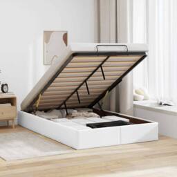 Berkfield Home Ottoman Bed Frame without Mattress White Double Faux Leather