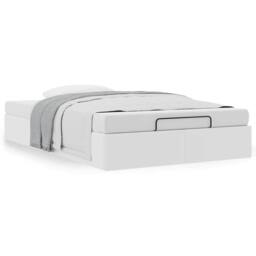 Berkfield Home Ottoman Bed Frame without Mattress White Double Faux Leather - thumbnail 4