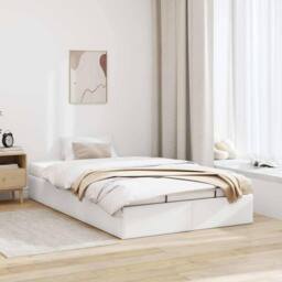 Berkfield Home Ottoman Bed Frame without Mattress White Double Faux Leather - thumbnail 3