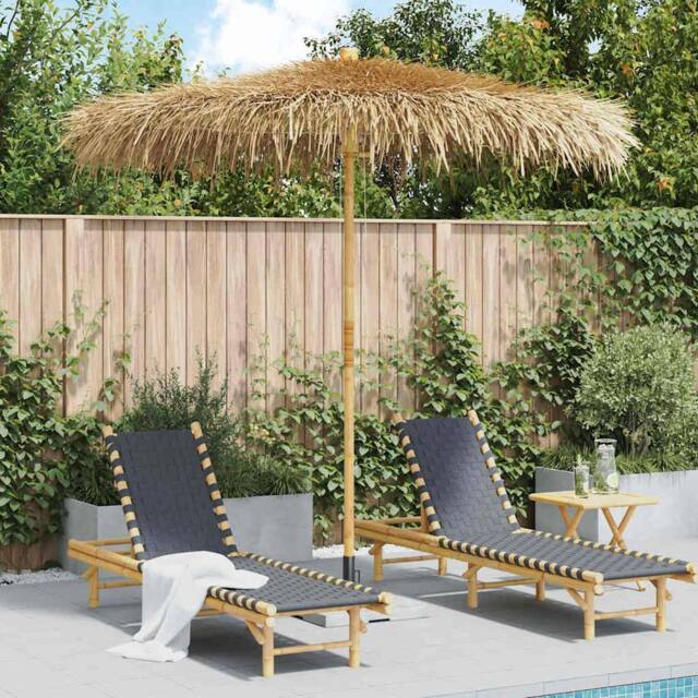 Berkfield Home Durable Bamboo Parasol with Banana Leaf Roof 210 cm in Brown - image 1