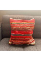 KDMD Rich Reds Rag Rug Cushion Covers - Handmade Vibrant Home Decor in Red - thumbnail 2