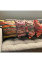 KDMD Rich Reds Rag Rug Cushion Covers - Handmade Vibrant Home Decor in Red - thumbnail 3