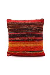 KDMD Rich Reds Rag Rug Cushion Covers - Handmade Vibrant Home Decor in Red