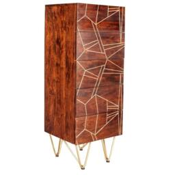 Wyld Haus Bandung Dark Mango Wood & Gold 5 Drawer Tall Chest in Brown - thumbnail 2