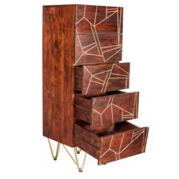 Wyld Haus Bandung Dark Mango Wood & Gold 5 Drawer Tall Chest in Brown - thumbnail 4