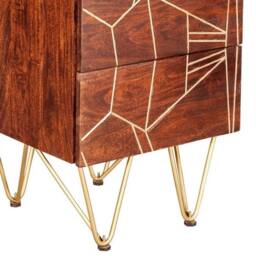 Wyld Haus Bandung Dark Mango Wood & Gold 5 Drawer Tall Chest in Brown - thumbnail 6