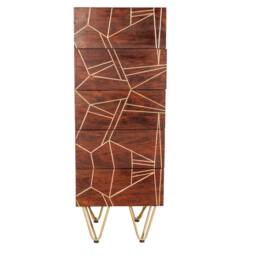 Wyld Haus Bandung Dark Mango Wood & Gold 5 Drawer Tall Chest in Brown - thumbnail 3