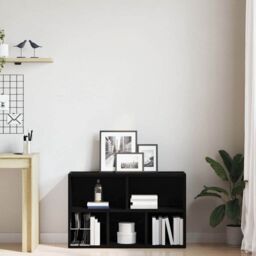 Berkfield Home Bookcase Black Oak 50x25x80 cm Engineered Wood - Size: 50 x 25 x 80 cm - thumbnail 3