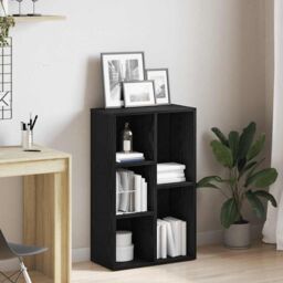 Berkfield Home Bookcase Black Oak 50x25x80 cm Engineered Wood - Size: 50 x 25 x 80 cm - thumbnail 1