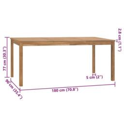 Berkfield Home Garden Dining Table 180x90x77 cm Solid Teak Wood in Brown - Size: 180 x 90 x 77 cm - thumbnail 7