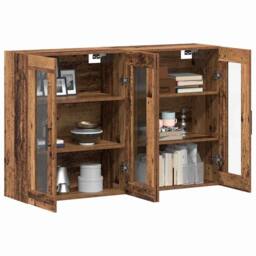Berkfield Home Wall Mounted Cabinets 2 pcs Old Wood 69.5x34x90 cm Engineered Wood in Brown - thumbnail 3