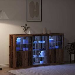 Berkfield Home Sideboard with LED Lights Old Wood 181.5x37x100 cm Engineered Wood in Brown - thumbnail 5