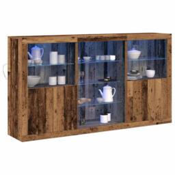 Berkfield Home Sideboard with LED Lights Old Wood 181.5x37x100 cm Engineered Wood in Brown - thumbnail 1