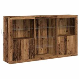 Berkfield Home Sideboard with LED Lights Old Wood 181.5x37x100 cm Engineered Wood in Brown - thumbnail 3