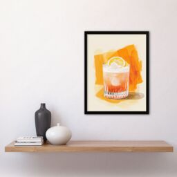 "Artery8 Whiskey Sour Cocktail Fruit Slice Bar Watercolour Framed Art Print in Orange - Size: W12"" x H16""" - thumbnail 4