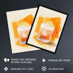 "Artery8 Whiskey Sour Cocktail Fruit Slice Bar Watercolour Framed Art Print in Orange - Size: W12"" x H16""" - thumbnail 2