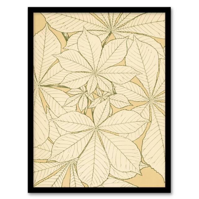 Artery8 Owen Jones Framed Wall Art Leaves From Nature No 1 Vintage Botanical in Beige - Size: A4 - image 1