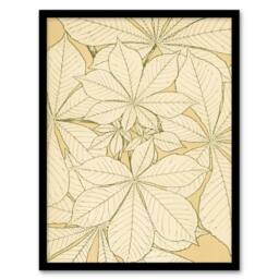 Artery8 Owen Jones Framed Wall Art Leaves From Nature No 1 Vintage Botanical in Beige - Size: A4 - thumbnail 1