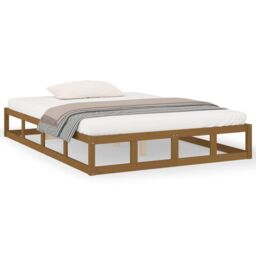 Berkfield Home Bed Frame Honey Brown 150x200 cm King Size Solid Wood - thumbnail 2