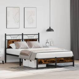 Berkfield Home Bed Frame without Mattress Smoked Oak 120x200 cm Engineered Wood in Brown - Size: Small Double - thumbnail 4