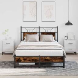Berkfield Home Bed Frame without Mattress Smoked Oak 120x200 cm Engineered Wood in Brown - Size: Small Double - thumbnail 2
