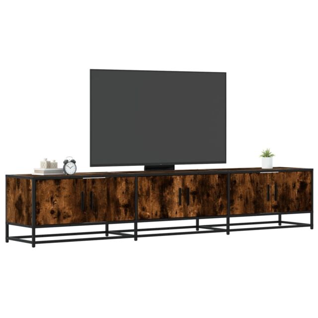 Berkfield Home TV Cabinet Smoked Oak 210x35x41 cm Engineered Wood in Brown - Size: 210 x 35 x 41 cm - image 1