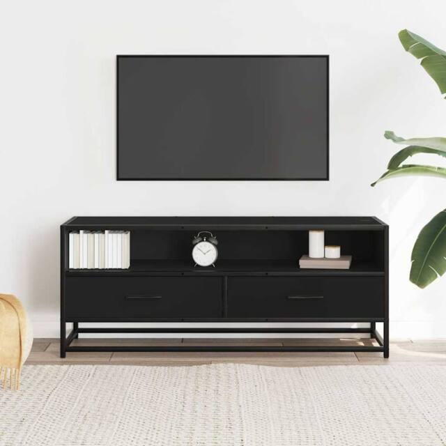 Berkfield Home TV Cabinet Black 100x34.5x40 cm Engineered Wood & Metal - image 1