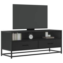 Berkfield Home TV Cabinet Black 100x34.5x40 cm Engineered Wood & Metal - thumbnail 2