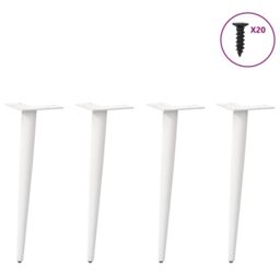Berkfield Home Coffee Table Legs Conical Shape 4 pcs White 30-31 cm Steel - thumbnail 3