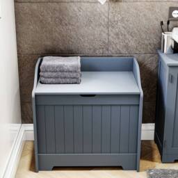 HD Designs Freestanding Functional Laundry Chest Bathroom Storage in Grey - thumbnail 4