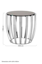 Orsina Luxurious Silver Finish Bedside Table, Distinctive Small Round Table With Black Glass Top, Modern Side Table - thumbnail 4