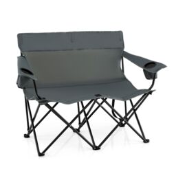 Gymax Oversized Double Camping Chair 2-Person Heavy Duty Lawn Chair in Grey - thumbnail 1
