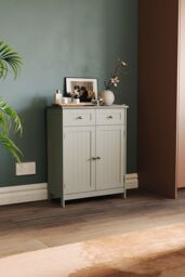 Home Discount Bath Vida Priano 2 Drawer 2 Door Freestanding Cabinet Unit Storage Bathroom Furniture 750 x 600 x 300 mm in Grey
