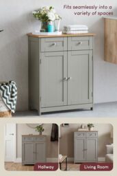 Home Discount Bath Vida Priano 2 Drawer 2 Door Freestanding Cabinet Unit Storage Bathroom Furniture 750 x 600 x 300 mm in Grey - thumbnail 7