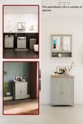 Home Discount Bath Vida Priano 2 Drawer 2 Door Freestanding Cabinet Unit Storage Bathroom Furniture 750 x 600 x 300 mm in Grey - thumbnail 6