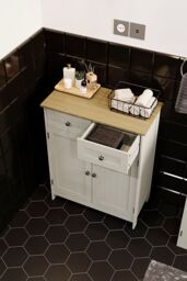 Home Discount Bath Vida Priano 2 Drawer 2 Door Freestanding Cabinet Unit Storage Bathroom Furniture 750 x 600 x 300 mm in Grey - thumbnail 5